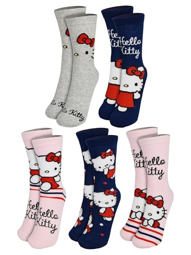 United Labels Hello Kitty Socken für Damen - Frauen Sneaker Strümpfe 38-43 (5er Pack)