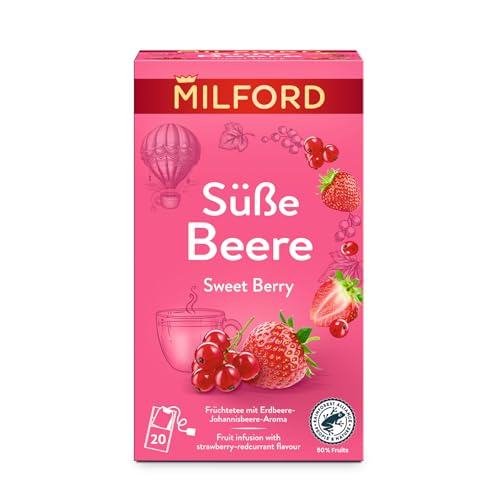 MILFORD Süße Beere | Früchtetee mit Erdbeere-Johannisbeere-Aroma | 20 Teebeutel