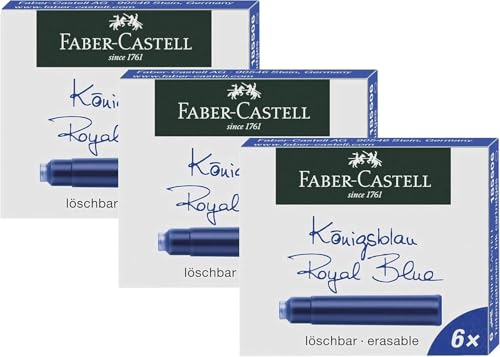 Faber-Castell 185506 - Tintenpatronen Standard (3er Pack (Königsblau), Standard)