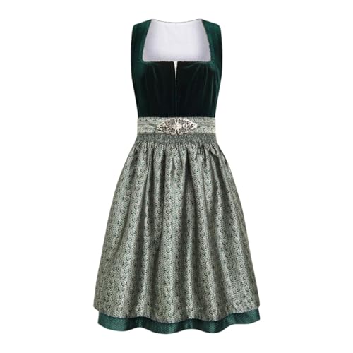 Dirndl Midi Damen Beige Creme Dirndelkleider Mit Bluse Kostüm Plus Size Blau Glitzer Dunkelgrün Lang Weinrot Oktoberfest Dress Trachtenbody Grosse Grössen 70 Cm Reißverschluss 70cm Stretch 146,Grün,M