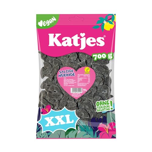 Katjes Salzige Heringe Großpackung – Vegan, 1 x 700g | Mit salzigem Lakritz, süß-salzige Lakritz-Fische mit Salmiaksalz verfeinert, der Klassiker