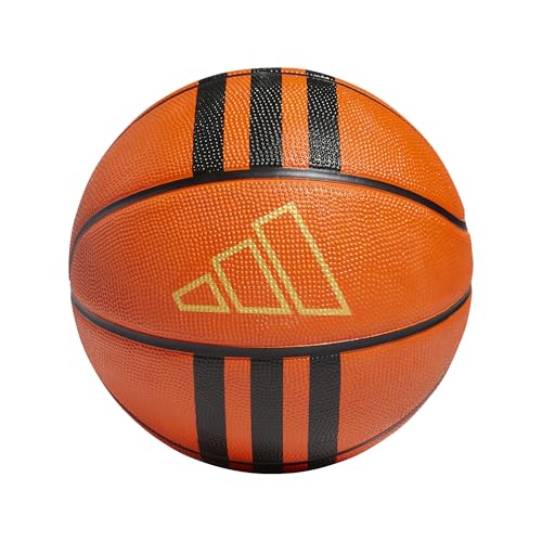 adidas Unisex 3-Stripes Rubber X3 Basketball, Basketball Natural/Black/Gold Metallic, 6