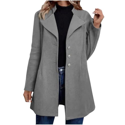 ZRYAZQ Wintermantel Damen Elegant A Linie Mantel Damen Winter Warm Lang Wollmantel mit Gürtel Trenchcoat Lange Winterjacke Revers Zweireihig Übergangsmantel mit Taschen Damenmantel Winter Mäntel