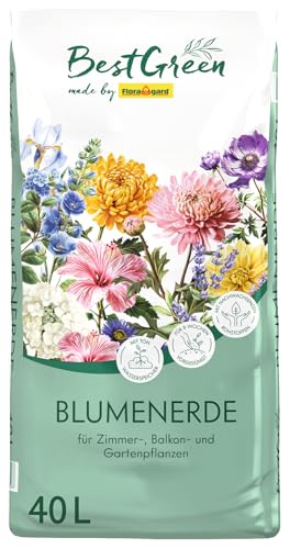 BestGreen Blumenerde 40 L – torfreduzierte Universal- & Pflanzerde mit lockerer Struktur & guter Wasserspeicherung – ideal für Zimmer-, Balkon- & Kübelpflanzen für kräftiges Wachstum