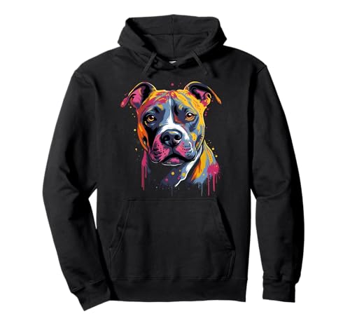 Amstaff American Staffordshire Terrier Bunte Welpen, Schwarz Pullover Hoodie