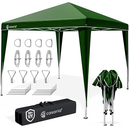 CASARIA Pavillon Capri 3x3m Pop-Up UV-Schutz 50+ Wasserdicht Winterfest mit Tasche Faltbar Stabil Camping Garten Faltpavillon Partyzelt Grün