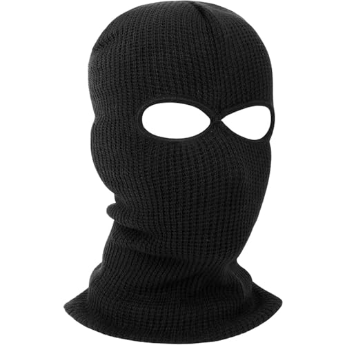 ARROMI Sturmmaske Schwarz, Skimaske, Sturmmaske, 2-Loch Sturmmaske, Multifunktionsmaske, Gestrickte Sturmhaube, Snowboarden für Radfahren Outdoor Sports, Herren und Damen (Schwarz)