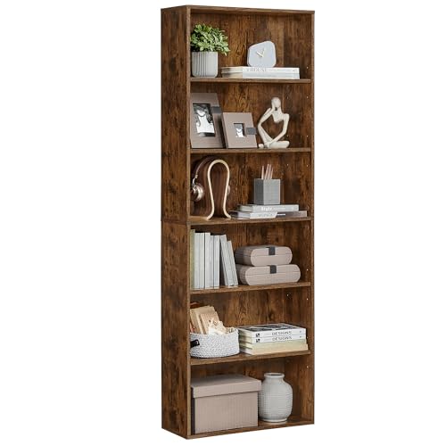 VASAGLE Custos Kollektion - Bücherregal, 6-stöckiges Regal, offenes Aufbewahrungsregal, Standregal, 24 x 60 x 178,5 cm, für Wohnzimmer, Homeoffice, Esszimmer, vintagebraun LBC169K01