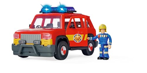 Simba Feuerwehrmann Sam First Responder Fahrzeug, mit Licht, Sound, Kofferraum um Türen zum Öffnen, mit Figur und Zubehör, 19cm, ab 3 Jahren
