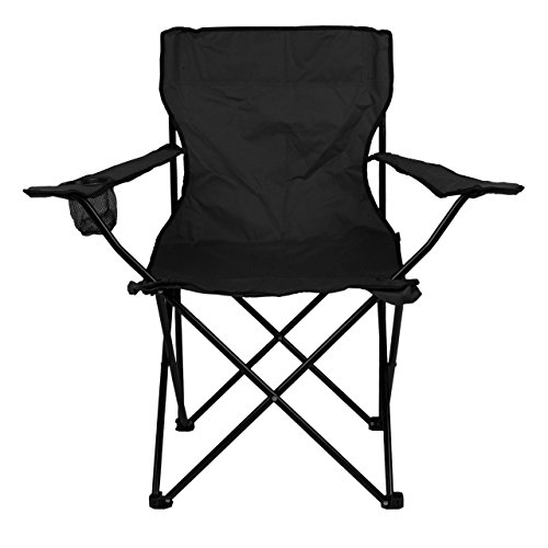 Nexos Trading Angelstuhl Faltstuhl Campingstuhl Klappstuhl mit Armlehne Getränkehalter schwarz 85x85x50 cm bis 120 kg Polyester Stahlgestell