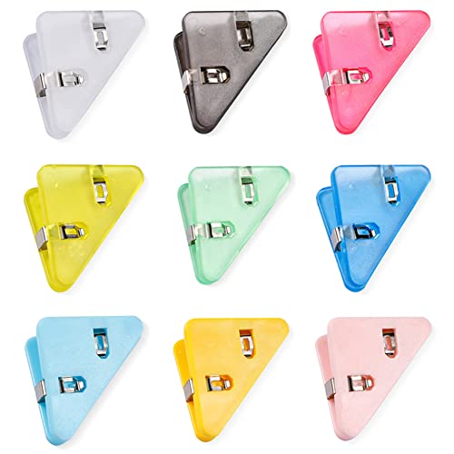 45 Stück Dreieckige Büroklammern Papier Eckenschutz Clips Dokumenten Buchecken Clips Eckenschutz Multifunktionaler Bunter Eckclip aus Kunststoff Transparentes Binder Clips