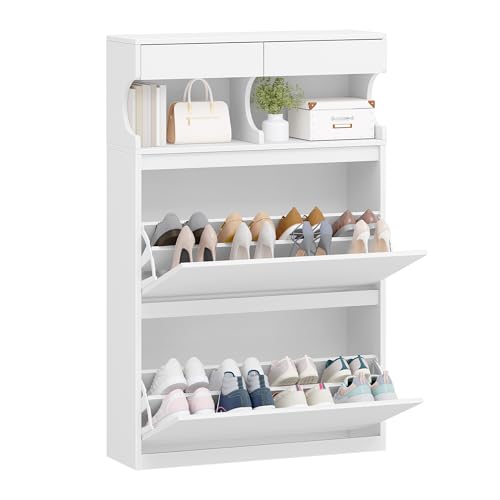 Hzuaneri Schuhschrank Schuhkipper Schmal, Weiß, 80B cm