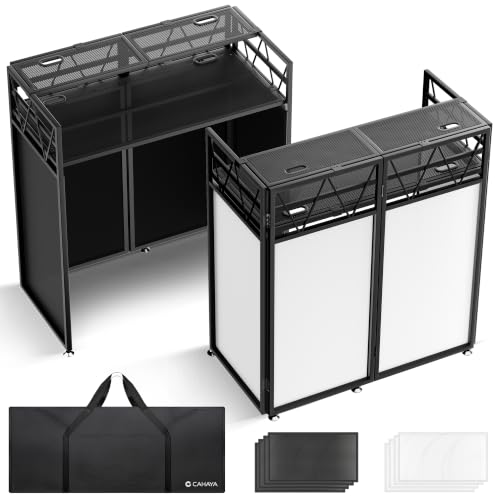 CAHAYA DJ Booth, Faltbarer DJ Tisch mit Doppelablage, 103,5×50 cm