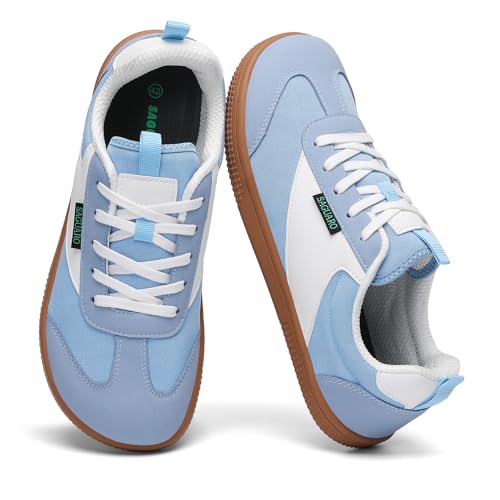 SAGUARO Barfußschuhe Damen Herren Barfussschuhe Sommer Barfuss Schuhe Breite Füße Sneaker Sportschuhe Barefoot Shoes für Büroalltag Freizeit Park Walking Blau, Gr.43