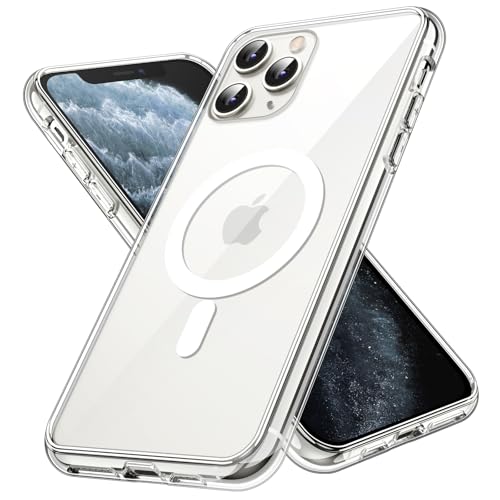 JETech Magnetisch Hülle für iPhone 11 Pro 5,8 Zoll Kompatibel mit MagSafe Kabellosem Laden, Stoßfeste Stoßstange Handyhülle, Kratzfeste Transparente Rückseite (Durchsichtig)