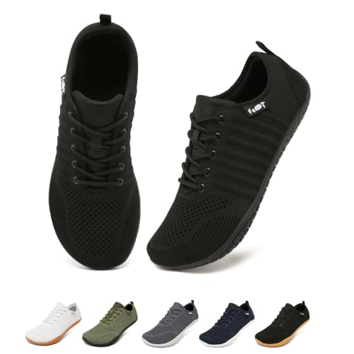 Merdoo Barfuss Schuhe Damen Barfußschuhe Herren Barfuß Sneaker Barefoot Squat Shoes Deadlift Schuhe Minimalistische Walkingschuhe Turnschuhe Schwarz 41