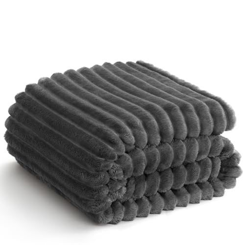 WAVVE Kuscheldecke Flauschig Decke, Fleecedecke, Sofadecke, Couchdecke, Weiche Flanell Wohndecke für Zimmer Deko, Sofaüberwurf, 150 x 200 cm, Grau