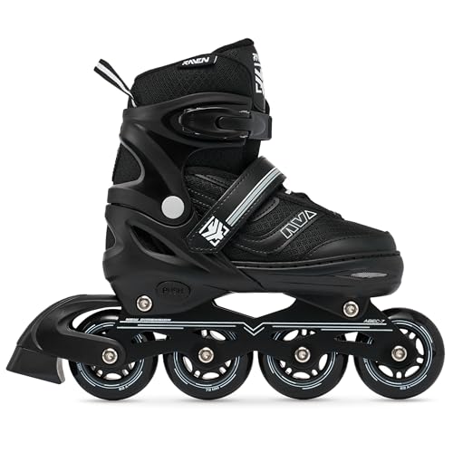 RAVEN Inline Skates Inliner für Kinder und Erwachsene OPTIONAL 2in1 mit Schlittschuhen verstellbar (Drill Black ohne Kufen, 38-42 (25cm-27,5cm))