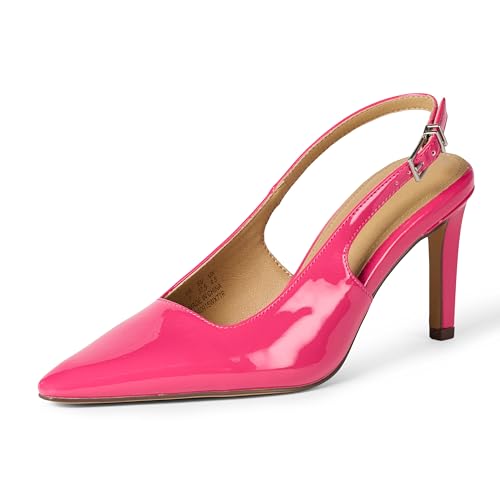 Amazon Essentials Damen Slingback-Pumps, Intensive Rosa Lackleder, 44.5 EU