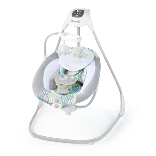 Ingenuity, Everston Babyschaukel, 180° drehbar, 3 Schaukelrichtungen und 6 -geschwindigkeiten, spielt 8 Melodien und weißes Rauschen, ab der geburt bis 9kg