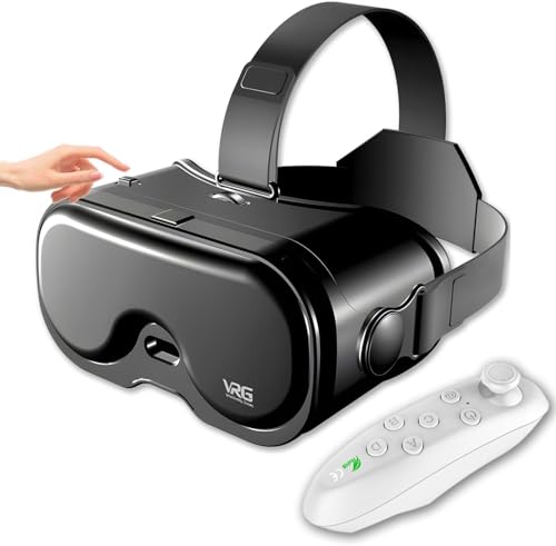 VR-Brille für Handy mit Controller, Einstellbare 3D-Brille Kompatibel mit 5-7 Zoll, Blaulichtfilter & HD-Linsen, Für Mobile Games & Filme