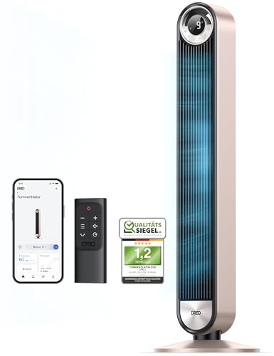 Dreo 25dB Smart Leiser Turmventilator mit Kühlung, 106cm WiFi Alexa Tower Fan, 90grad oszillierender Ventilator, Fernbedienung 9-Geschwindigkeit 4 Modi 12 Std Timer Sprachsteuerung, Sternenlicht