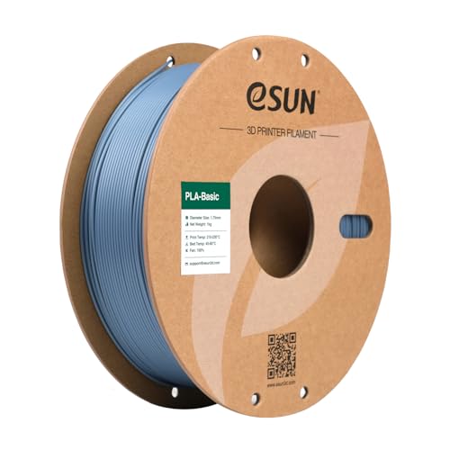 eSUN PLA Filament 1.75mm, PLA Basic 3D Drucker Filament Maßgenauigkeit +/- 0.03mm, 1KG Spule (2.2 LBS) Super Speedy PLA Filament für 3D Drucker,Hellgrau