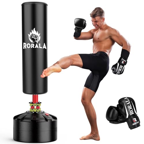 RORALA Boxsack für Erwachsene Freistehender Standboxsack MMA-Boxpartner Boxtrainer Schwergewicht Boxsack mit Saugnapf