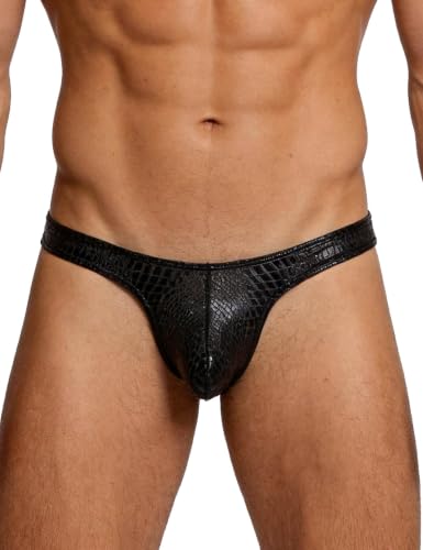 PU Leder Strings Herren Tanga Sexy Unterwäsche Pouch Underwear Schwarz XL