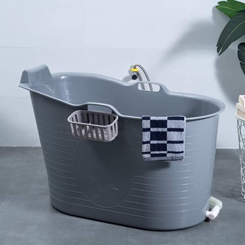 Mobile Badewanne, Ideal für das kleines Badezimmer, 97x52x65cm, Stylisch und Stimmungsvoll (Grey)