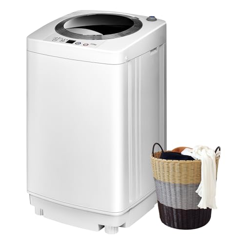 SOARS Mini Waschmaschine Mit Schleuder - Vollautomatisch Bis 3,5 KG, 6 Modelle, Ablaufpumpe, Display, Toploader, 43 x 43 x 75cm, Weiß