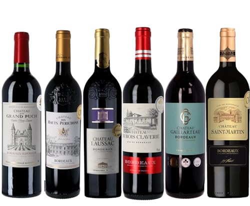 La Grande Vinothèque - Châteaux Bordeaux - Wein Probierpaket - Wein Selection 6 Flasche Rotwein mit Goldmedaille aus Bordeaux, Frankreich (6 x 0.75 l)