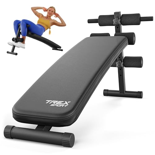 TREX SPORT Sit Up Bank klappbar Hantelbank TX-050B | Trainingsbank Schrägbank mit Beinstrecker, Griffen | Bauchtrainer & Rückentrainer für zuhause