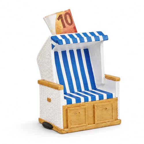 Topshop24you Strandkorb Spardose Urlaubskasse Reisekasse, Blau 11,5 cm