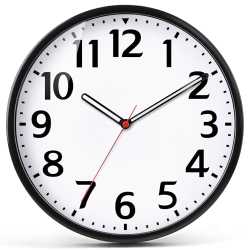 TOHOOYO Wanduhr 9 Zoll batteriebetrieben leise Nicht tickende Wanduhr Modernes Quarz Design Dekorativ Innen Küche Büro
