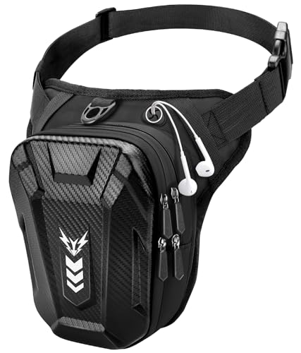 Rolgno Beintasche Motorrad, Bauchtasche Gürteltasche Herren Damen, [Erweiterter Stauraum] Oberschenkeltasche, Reflektierende Streifen & Verstellbarer Beinriemen Top-Cases für Radfahren Wandern