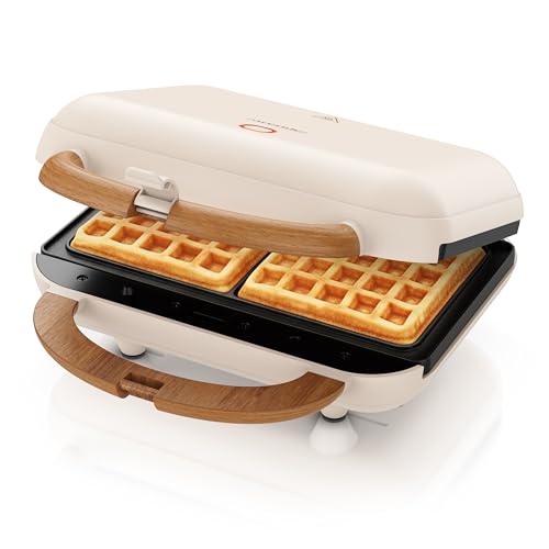 Arendo - Waffeleisen Belgische Waffel doppelt - 3in1 Sandwichmaker Kontaktgrill mit abnehmbaren Platten - 2 Zonen - mit Antihaftbeschichtung - BPA frei - Temperaturkontrolle – Sandwichtoaster