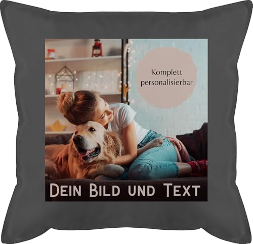 Kissen 50x50 - eigenem - Foto Bild Geschenk I Dein Bild und Text - 50 x 50 cm - Grau - fotokissen fotopolster selbst drucken Photo schmusekissen photokissen Geschenke zum beschriften