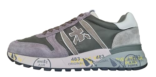 PREMIATA Herrenschuhe Sneaker aus Nylon und Wildleder Lander_7706 Grün-Grau, grün, 43 EU