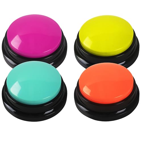 DUBUOZA 4 Stück Buzzer mit Aufnahmefunktion,Haustier Talking Training Antwort Buzzer 30 Sekunden Aufnahme,Hund Intelligenzspielzeug Geeignet für die Ausbildung von Haustieren (4)