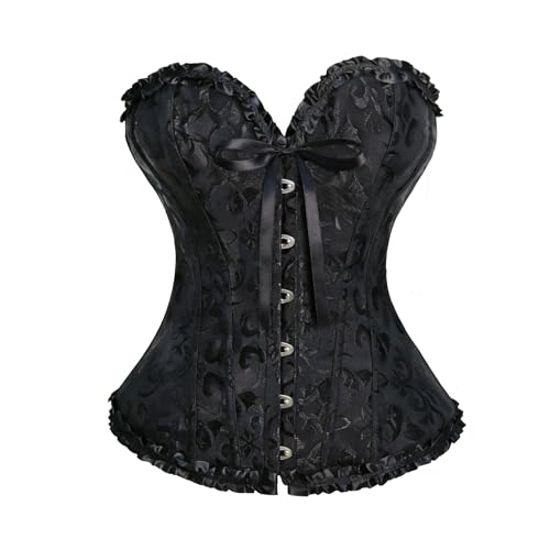 Bvxchg Korsett Damen Bauchweg, Damen Vollbrust Corsage Vintage Corsagen Bustier, Body Shaper Corsage, Unterbrustkorsett Schwarz (XL)