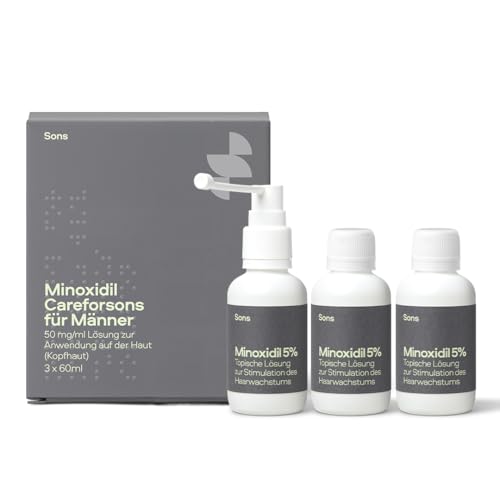 Sons Minoxidil 5% Lösung für Männer, Haarwachstum Beschleunigen, 3x60ml