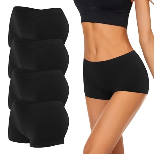 Uizuooy 4er Pack Damen Boxershorts Pantys Nahtlose Damen Unterhosen S-M