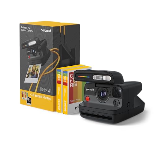 Polaroid FLIP - Pack Sofortbildkamera Schwarz + Farbfilm (16 Fotos)