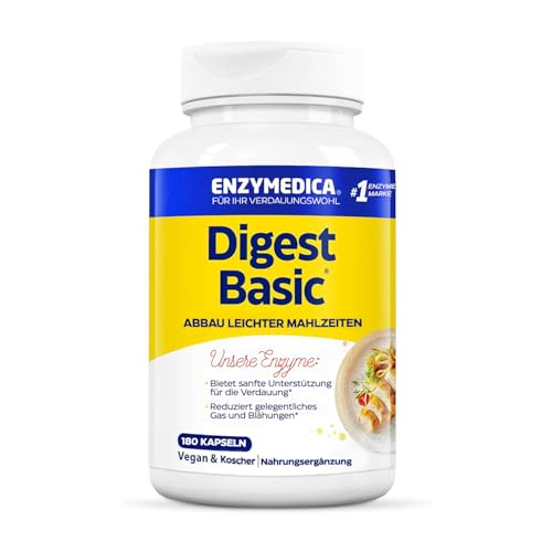 Enzymedica Digest Basic, Enzymformel, reduziert Blähungen und Völlegefühl, verbessert die Nährstoffaufnahme und Energie, glutenfrei, milchfrei, 180 Kapseln