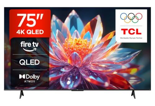 TCL 75T6C 75 Zoll QLED Fernseher, 4K UHD Fire TV, HDR10+, Dolby Vision & Atmos, Smart TV mit Sprachsteuerung mit Alexa, Google Cast & AirPlay 2, HDMI 2.1
