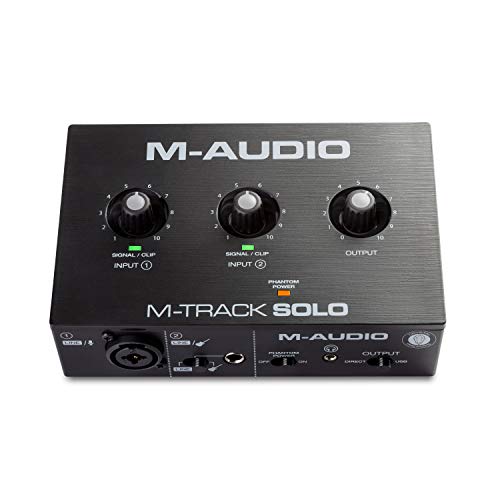 M-AUDIO M-Track Solo - USB Audio Interface für Aufnahmen, Streaming und Podcasting, mit XLR-, Line- und DI-Eingängen, Inklusive Softwarepaket