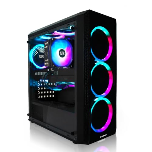 Greed® MK2 Plus - High End Gaming PC - AMD Ryzen 7 5700X + RX 9060XT 16GB - Schneller RGB Computer + 4K Raytracing Rechner mit 4,6 GHZ - 32GB DDR4 RAM - 1TB SSD + 750W Netzteil - WLAN + Windows 11 Pro