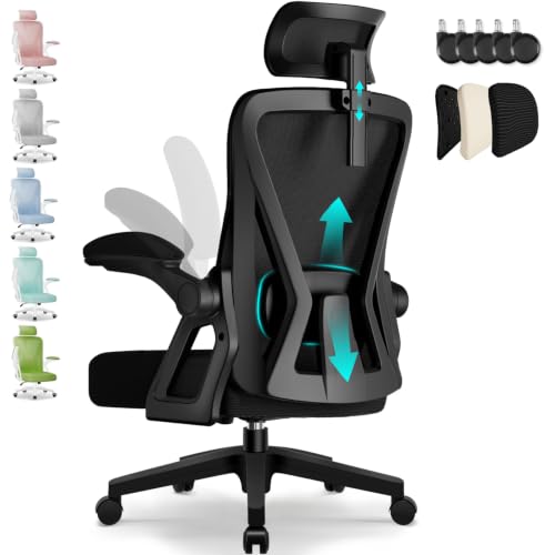 Airchros Bürostuhl,Bürostuhl Ergonomisch mit Verstellbarer Kopfstütze,Armlehnen und Lendenwirbelstütze, Schreibtischstuhl Drehstuhl Wippfunktion bis 135°,Chefsessel Rückenschonend, 150kg