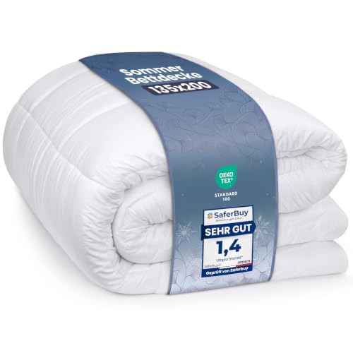 Utopia Bedding Sommerdecke 135 x 200 cm, Bettdecke Ohne Bezug Weiß